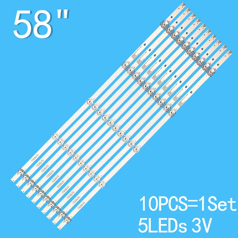 3V 5-Licht 615Mm Ledstrips Voor Haier Jet580uhd HK-58F9-3030 Ls58a1 Ls58a51 Ls58a51z HK-58F9-3030-0D22-5X10-3P1.0-190428 Nieuw