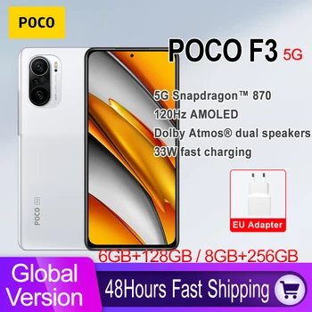 Teléfono Inteligente POCO F3 5G versión Global, Smartphone con Snapdragon 870, ocho núcleos, 6GB, 128GB/256GB, 6,67 pulgadas, 120Hz, Pantalla AMOLED E4, carga rápida 33W 1