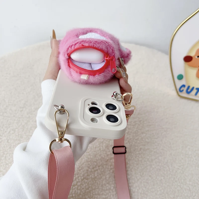 Plush Cat Paws Wallet Case with Rope - Enhanced Design
