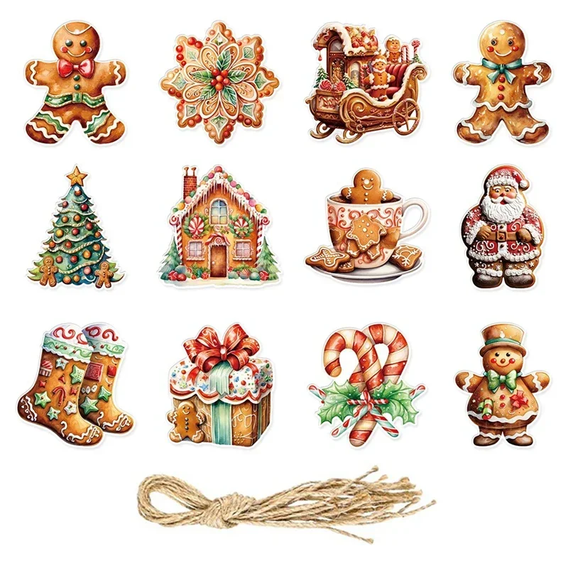 Christmas Gingerbread Man Paper Pendant Merry Christmas Decoration For Home Navidad Noel Xmas Tree Ornament Decor New Year