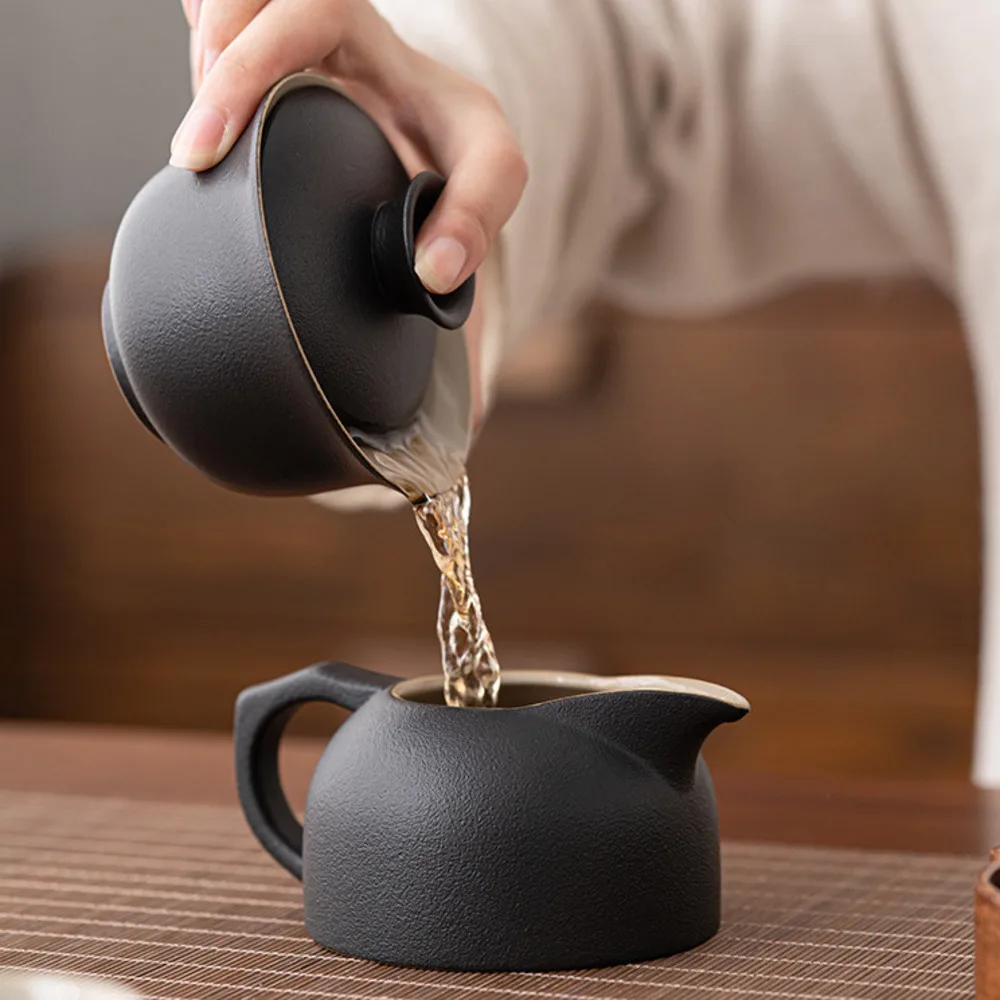 160ml Coarse Pottery Handmade Cover Bowl Household Small Capacity Gaiwan Aesthetic Tea Tureen Tea Brewing Items Collection