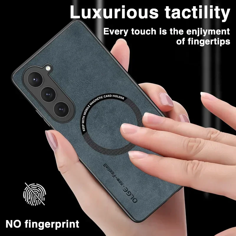 Magnetic Leather Luxury Shockproof Case with Magsafe Wireless Charging Compatibility