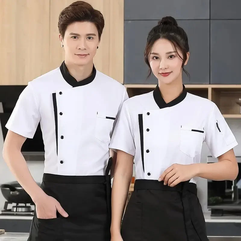 

Restaurant Chef Jacket Top Long short Sleeve Hotel Cafe Kitchen Work Wear Bakery Cooking Tops Fast Food Chef Uniform for men