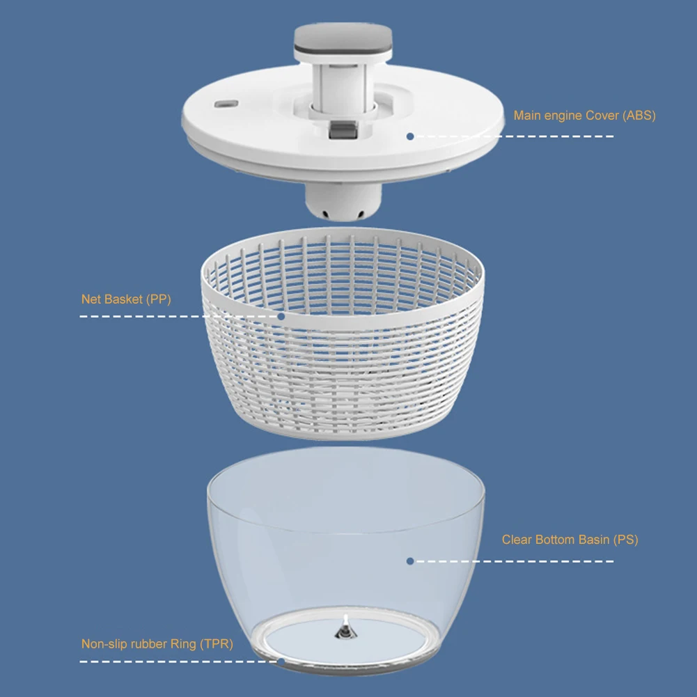 4.5L Vegetable Dehydrator Multifunctional Vegetable Washer Dryer Vegetables Salad Spinner for Home Kitchen