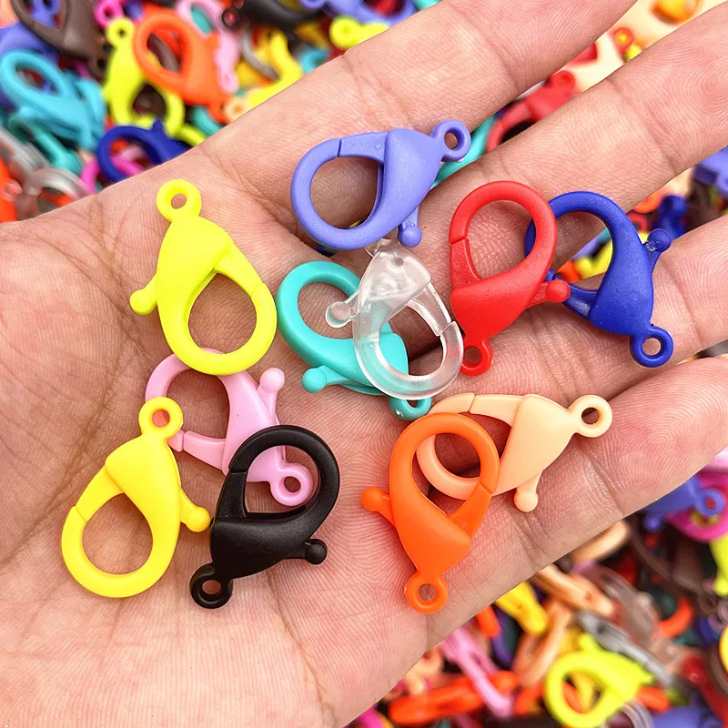 NEW 10pcs 25*15mm Candy Colors Plastic Lobster Clasps Hooks Key