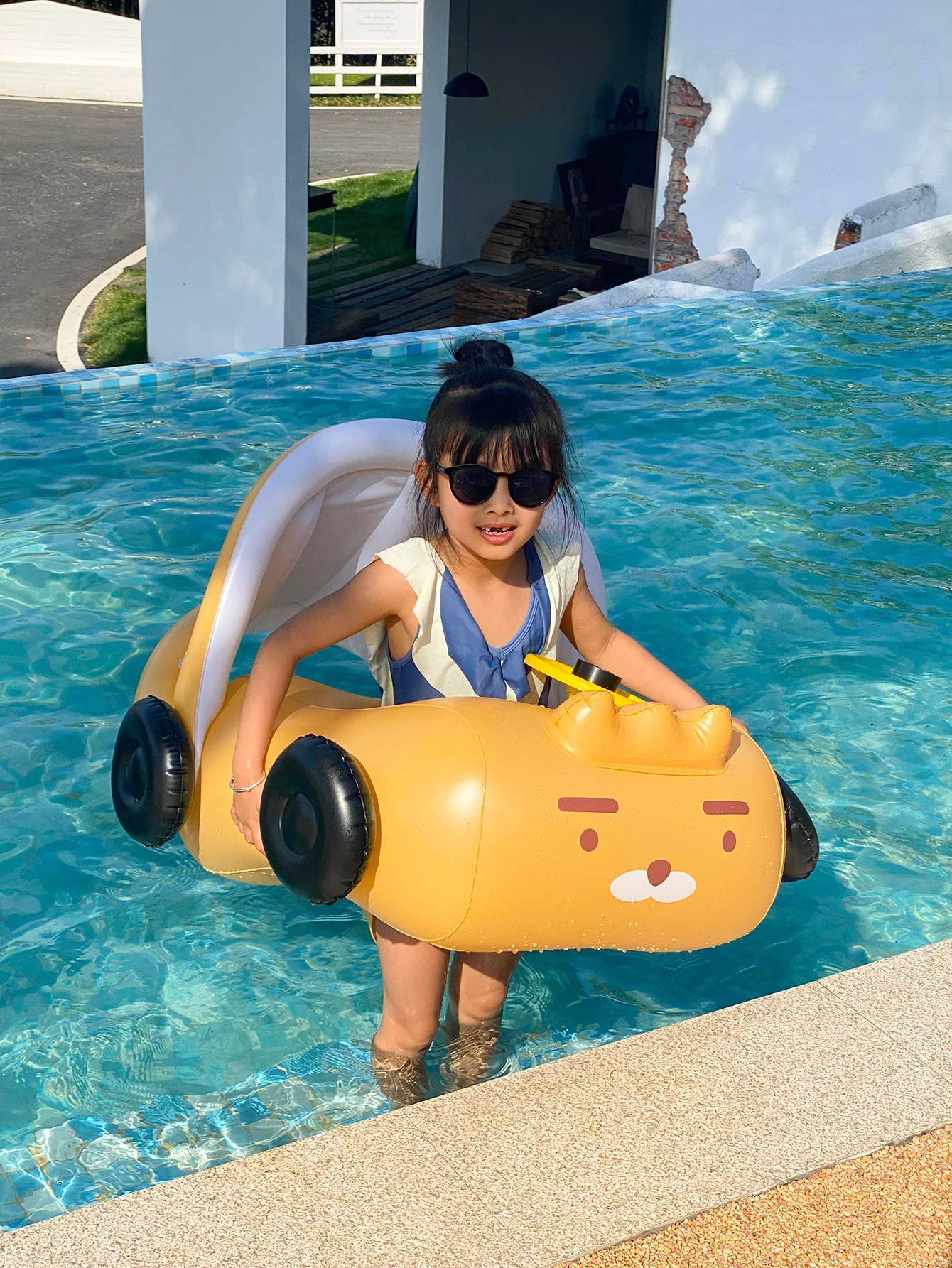 Baby Pool Floats With Canopie, Children's Swimming Pool Float Toys , Boys Girls Floating Row, Swimming Circle Beach Party 5