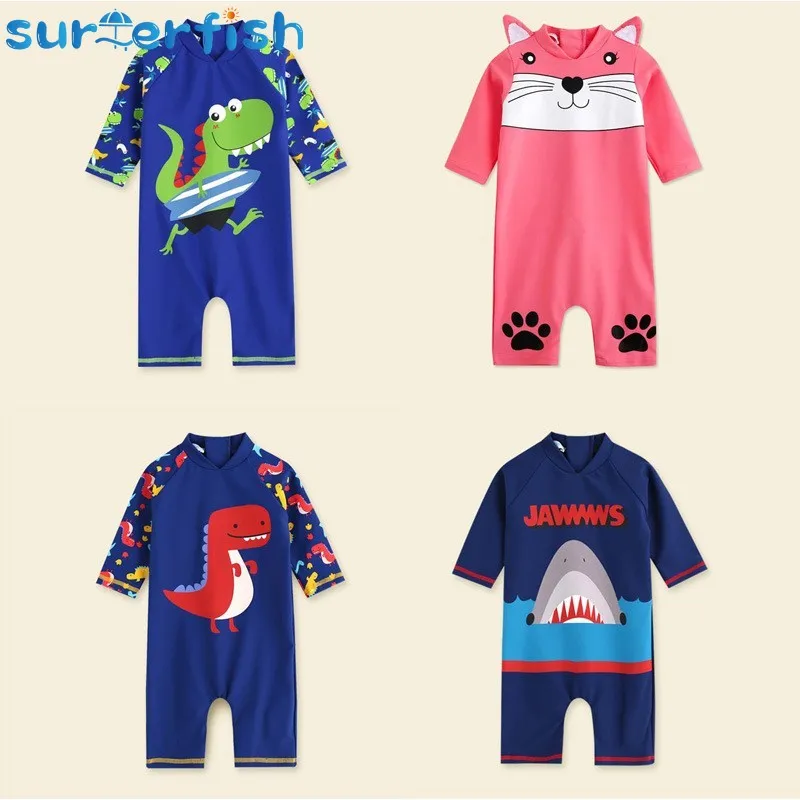 Baby Boys Swimsuit Children Beachwear One Piece Kids Long Sleeve