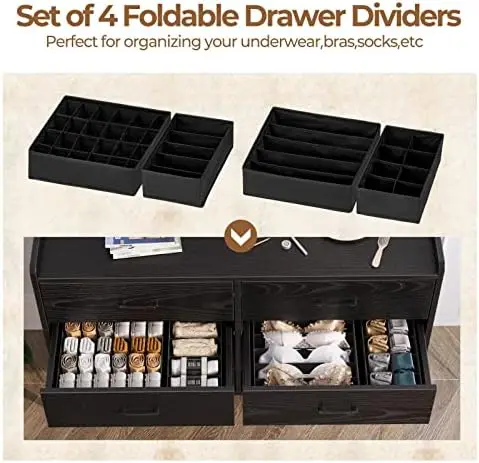 Dresser Quick Install, 6 Wooden Drawers Storage Dresser with Set of 4  Foldable Drawer Dividers, Modern Chest of Drawer with Anti - AliExpress