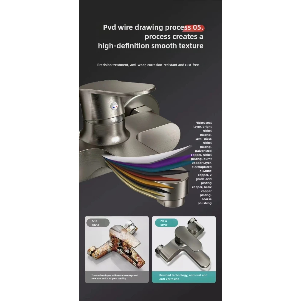 High-end bathroom copper alloy Wall Mounted Hot Cold Water Mixer Tap single Spout Single Handle For Bathroom Shower Basin G1/2 4