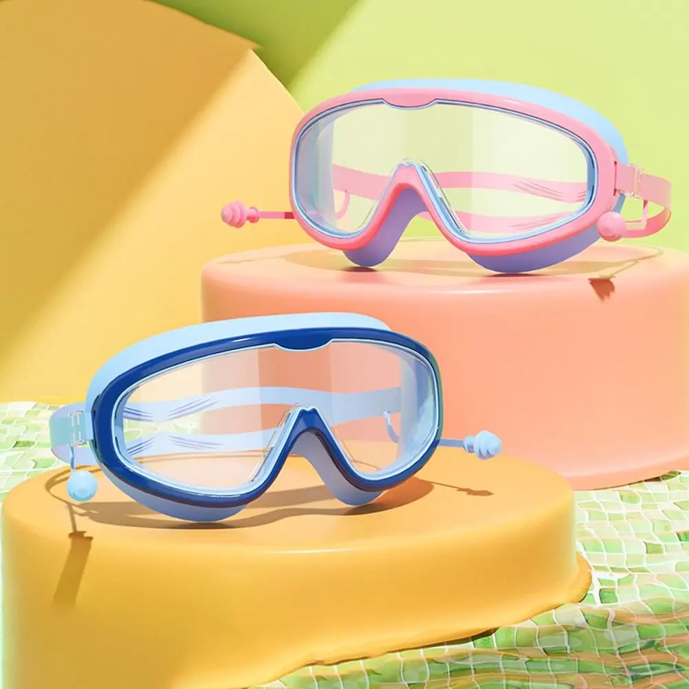 Anti Fog Swimming Goggles Beginner Big Frame Wide View Swimming Gear HD Adjustable Swim Glasses for