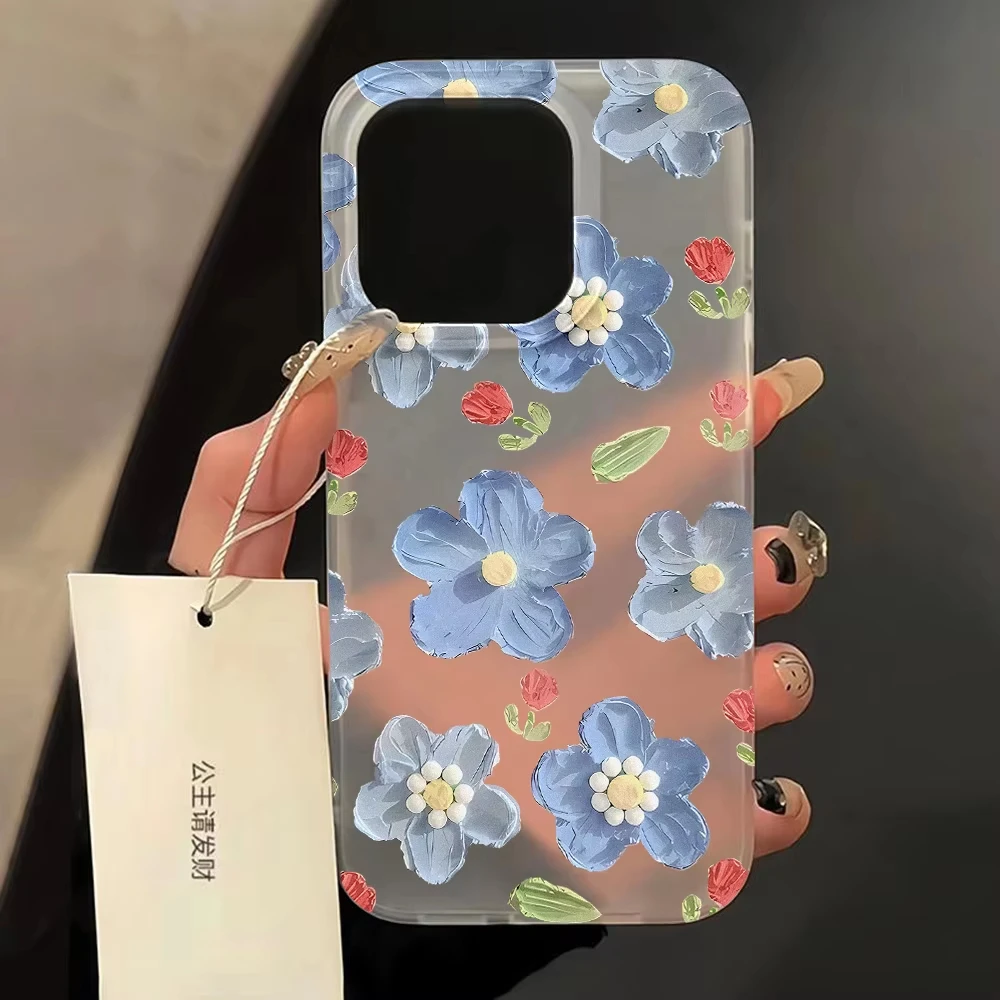 รูปสินค้า เคสซิลิโคนกันกระแทก ลายดอกไม้ ใส สำหรับ iPhone ทุกรุ่น
