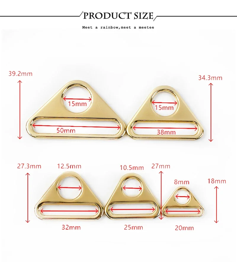 10Pcs Deepeel 20-50mm Metal Triangle Ring Belt Buckle Bikini Adjust Clasp Hook Clasps for Bra Strap Bag Webbing DIY Accessories