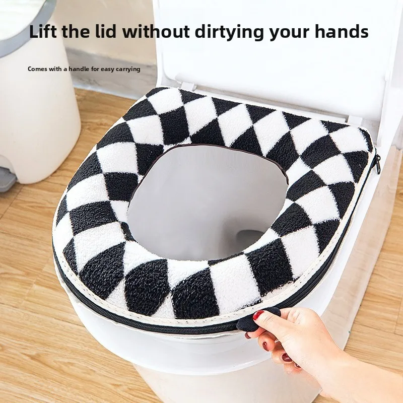 Household Zipper Toilet Seat Cushion Four Seasons Universal Toilet Cover Winter Toilet Cushion Cover Waterproof