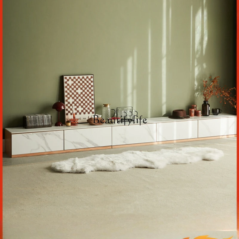 

Solid Wood Floor TV Cabinet Simple Home Stone Plate Floor Cabinet