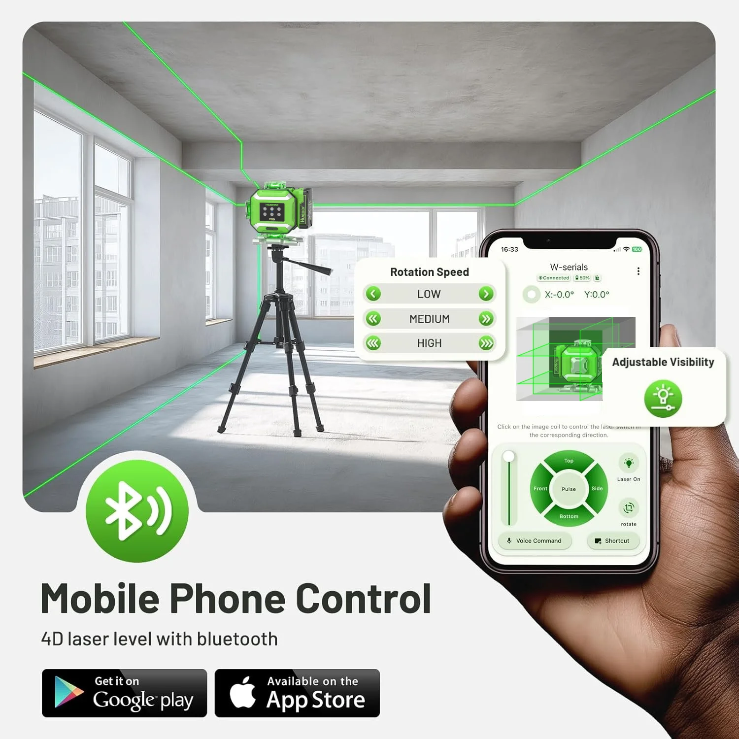 DP04CG-BT 16 Green Lines 4D Self-leveling bluetooth Control Laser Level with Lig