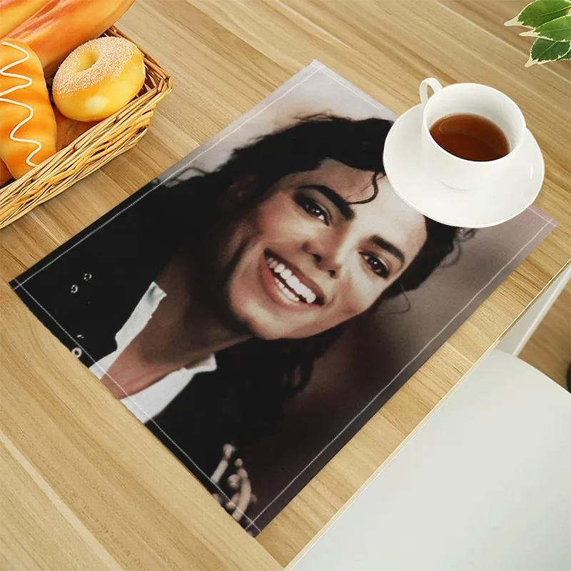 MichaelJacksonPrintLinenDiningTableMatsAlphabetKitchenPlacemat