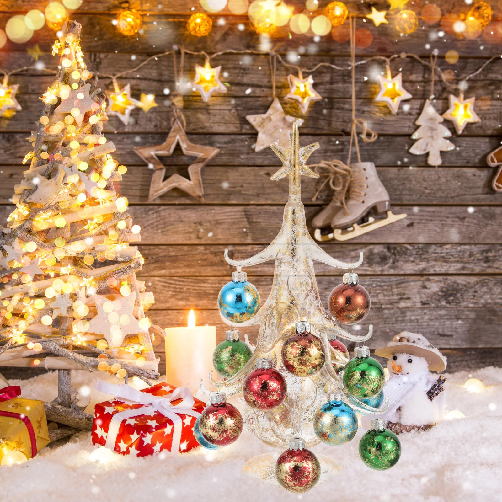 

Christmas Glass Crafts Tree Home Ornaments DIY (large Yellow) Mini Trees Xmas Supplies Crystal Gift Holiday