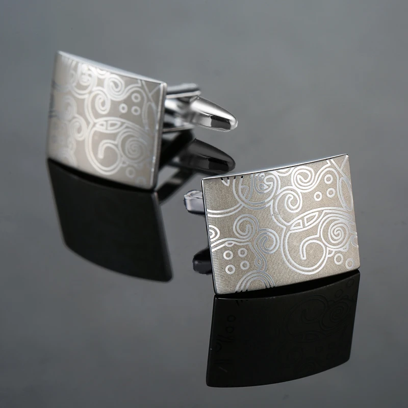 

Мужские французские запонки для рубашек, медный материал, прямоугольный лазерный узор, оптовая продажа