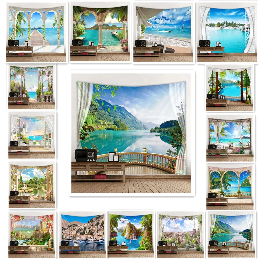 

3D Ocean Wind Background Cloth Tapestry Hanging Cloth Bedroom Background Cloth Hanging Cloth