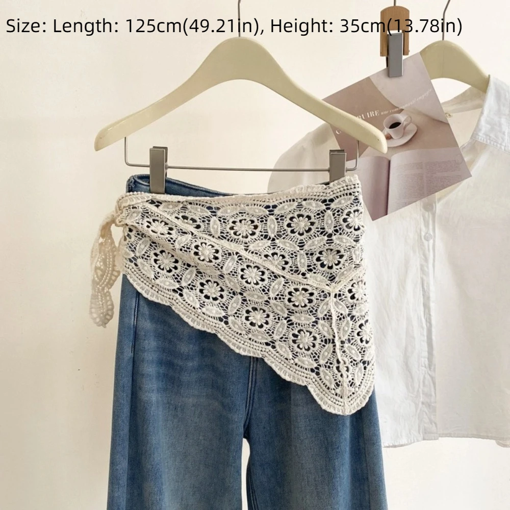 Cotton Lace Trim Mini Skirt Summer Apron Wrap