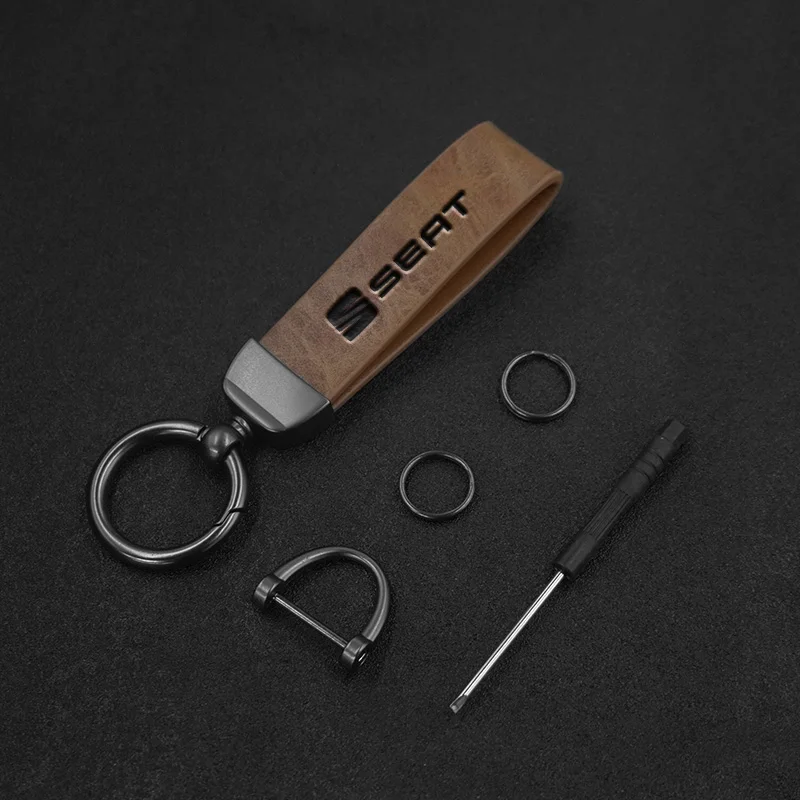 Vintage Leather and Zinc Alloy Car Keychain