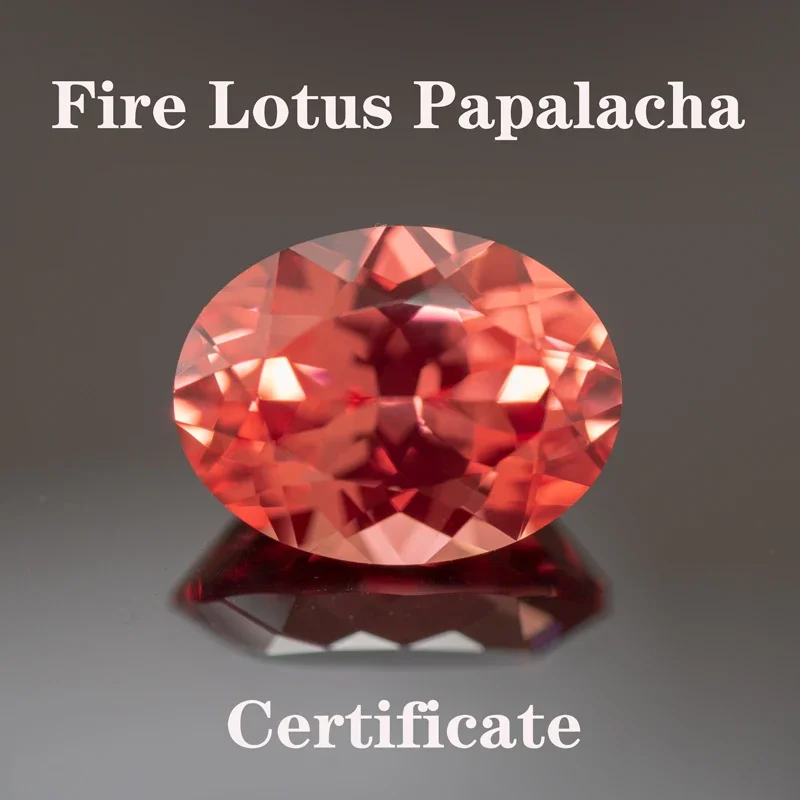 Laborgezüchteter Padparadscha Fire Lotus Farbiger Ovaler Hochwertiger Schmuck für Ringe und Ohrringe mit Zertifikat