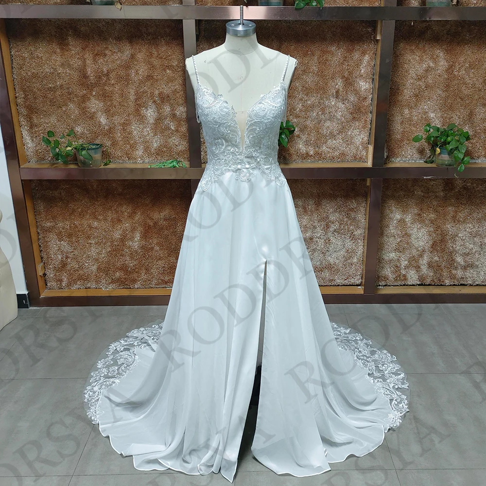 RODDRSYA Boho-Hochzeitskleid für Frauen herzförmiges Strand-Brautkleid mit Spitze rückenfrei Chiffon individuell gestaltet Boho Brautkleid für Frauen 2026 Sweetheart Beach Spitze Brautkleider Rückenlos Chiffon angepass – Detail 3