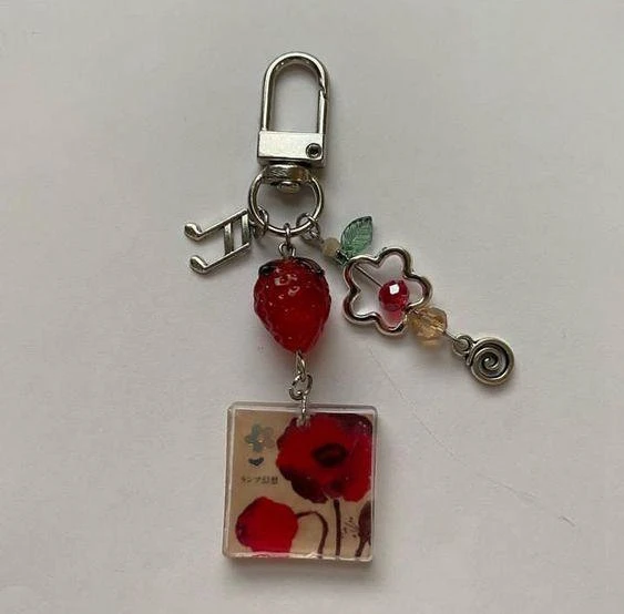 

live laugh lamp beaded keychain - Handmade