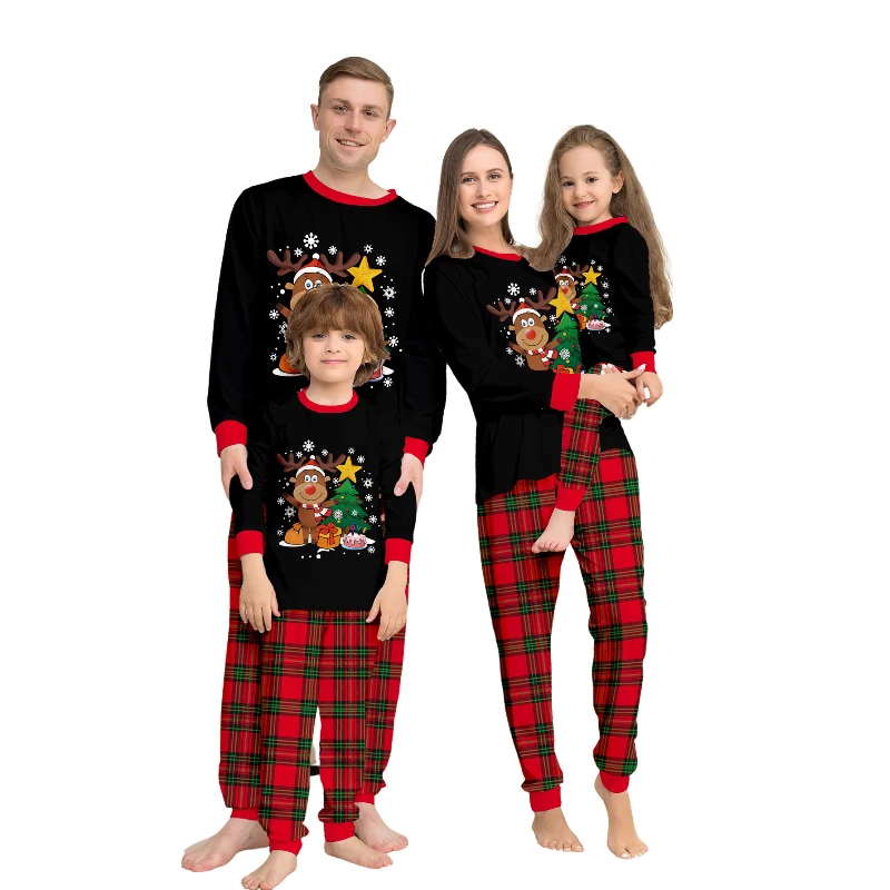 thumbnail image 2 of Conjunto navideño 2024, pijamas familiares a juego, ropa de Año Nuevo para adultos y niños, ropa de dormir con estampado de dibujos animados, regalo de Navidad, look para el hogar, 2 of 5