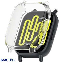 Durable Soft TPU Screen Protector and Tempered Glass Watch Case for Redmi Watch 5 (Clear TPU)