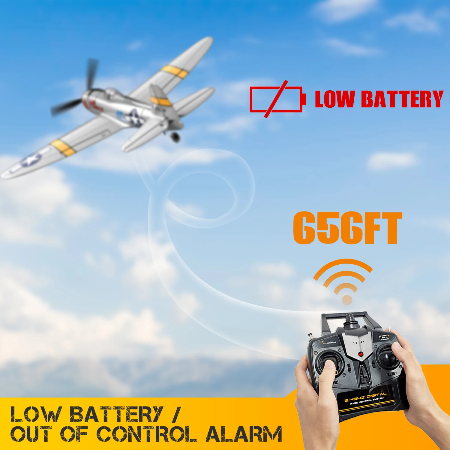 VolantexRC Mini P-47 Warbird EPP 400mm Wingspan 2.4G 4CH 6-Axis Gyro XPilot Stabilization System RC Airplane Glider RTF 2