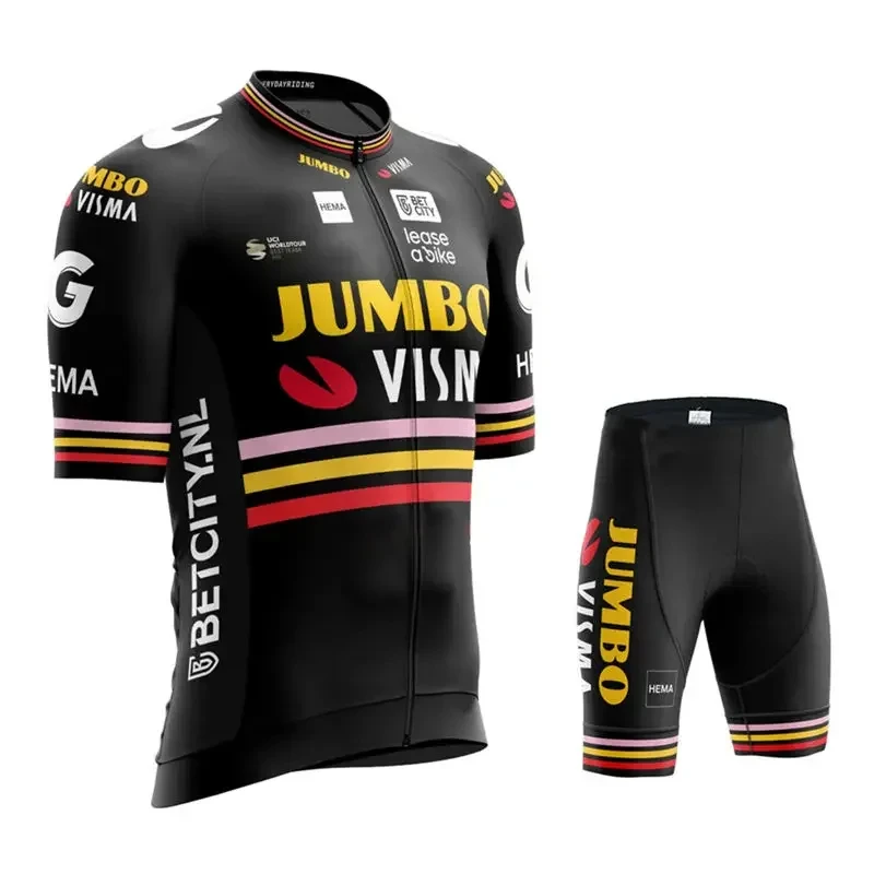 

2024 Jumbo Visma Cycling Clothing Men New Short Sleeve Cycling Jersey Set Mtb Bike Uniforme Maillot Bicycle Ropa Ciclismo Hombre