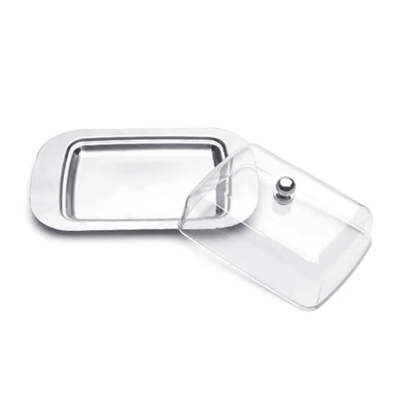 Airtight Butter Dish with Plastic Lid Stainlesss Steel Butter Container for Countertop and Fridge Butters Storage Tray