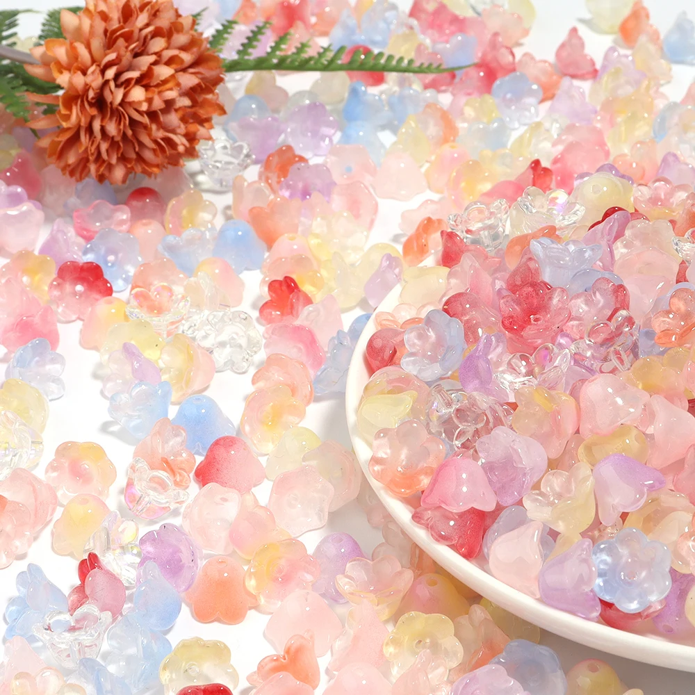 100 Perline A Fiore In Vetro Sfumato | Per Bracciali, Orecchini, Collane Fai Da Te | Decorazioni Creative E Eleganti - Foto 9