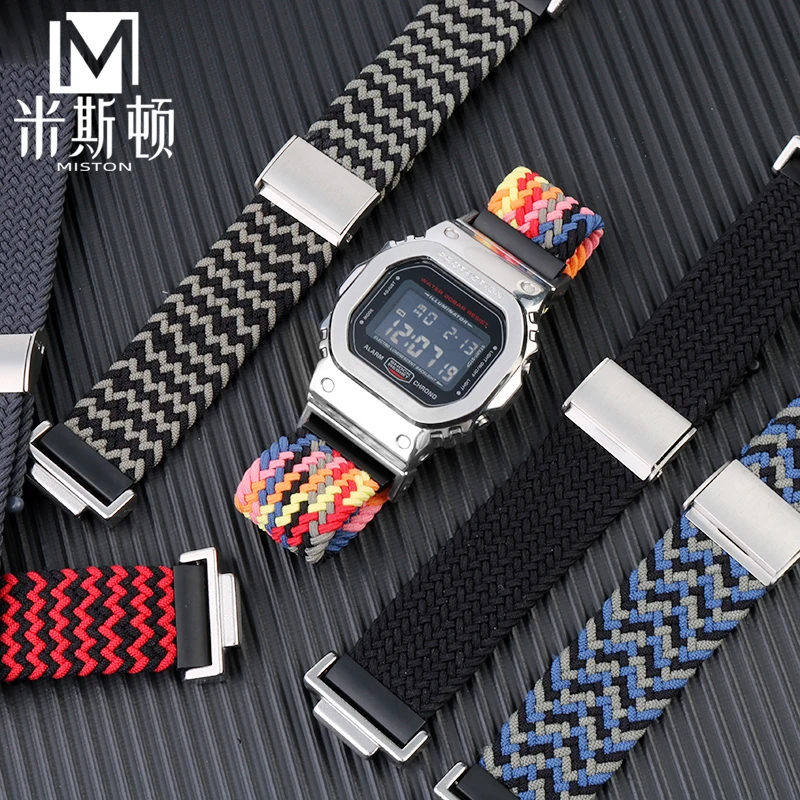 Per Il G-Shock Casio Dw5600 Gw-B5600 Gm5600 Ga2100 Gw-M5610 Nylon Camouflage Woven Watch Strap Uomini E Donne Nylon Band Watch Chain