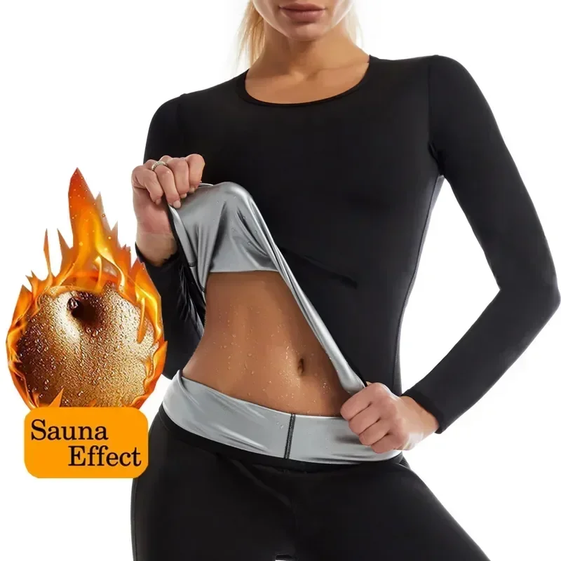 

Fiber Sweat Tops Seamless Solid Heating Underwear Thermal Color Hot Top Shirt Women Long-sleeved Sauna Bottoming
