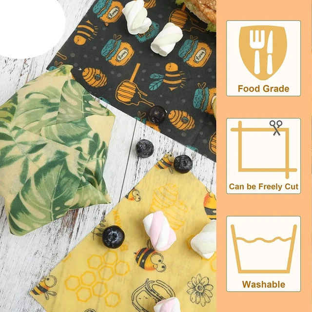 3Pcs/Set Cotton Beeswax Wrap Cloth Reusable Natural Food Grade Preservative  Cloth Eco Food Fresh Bag Cover Kitchen Storage Paper - AliExpress