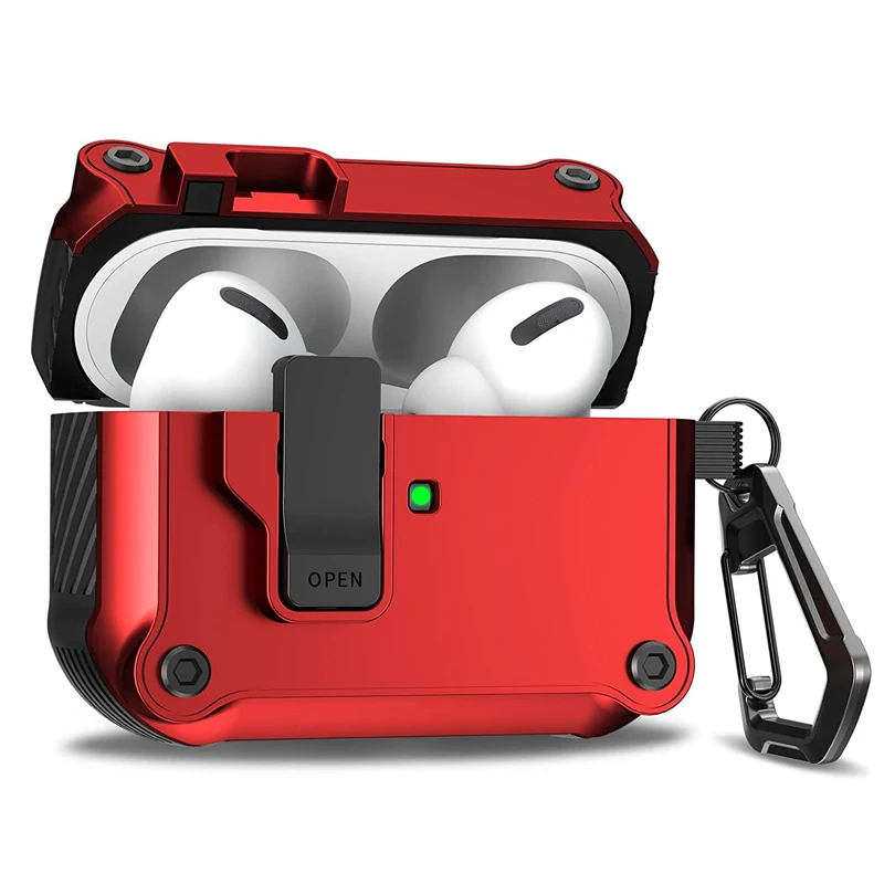 Shockproof Security Lock Cover with Hook for Wireless Earbuds Case