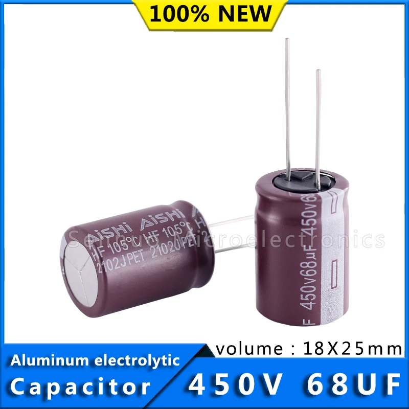 

5 шт. новый алюминиевый электролитический конденсатор 450v68uf 18*25 высокая частота низкое сопротивление длительный срок службы 450 в 68 мкФ 18x25