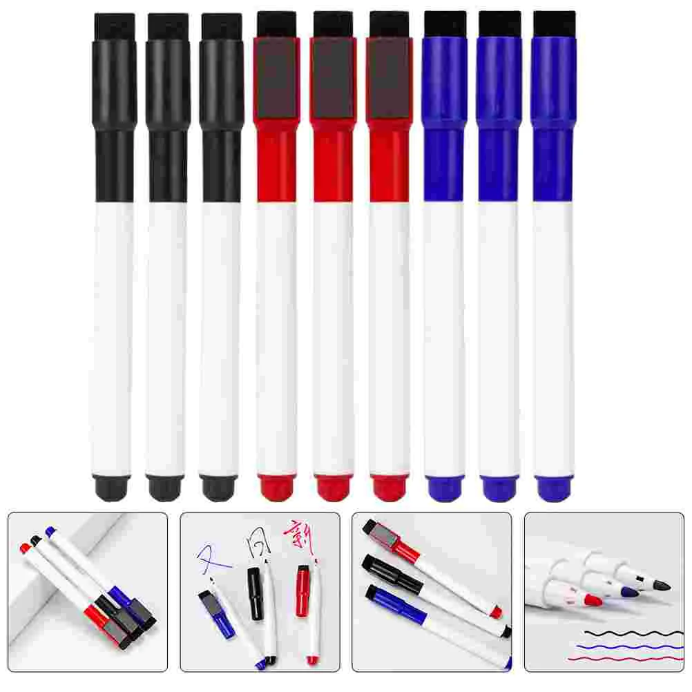 

9 Pcs Dry Erase Pen Erasable Markers Paint Erasers Pens Multicolor Portable Whiteboard Paintbrush