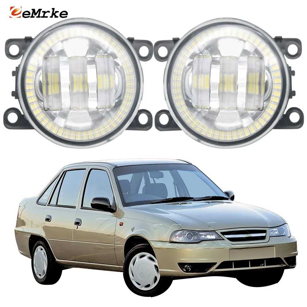 2X Led Ptf Gruppo Fendinebbia Per Auto Per Daewoo Nexia N150 2008 ~ 2016 / Chevrolet Nexia Angel Eyes Halo Drl Apertura Luci Di Guida