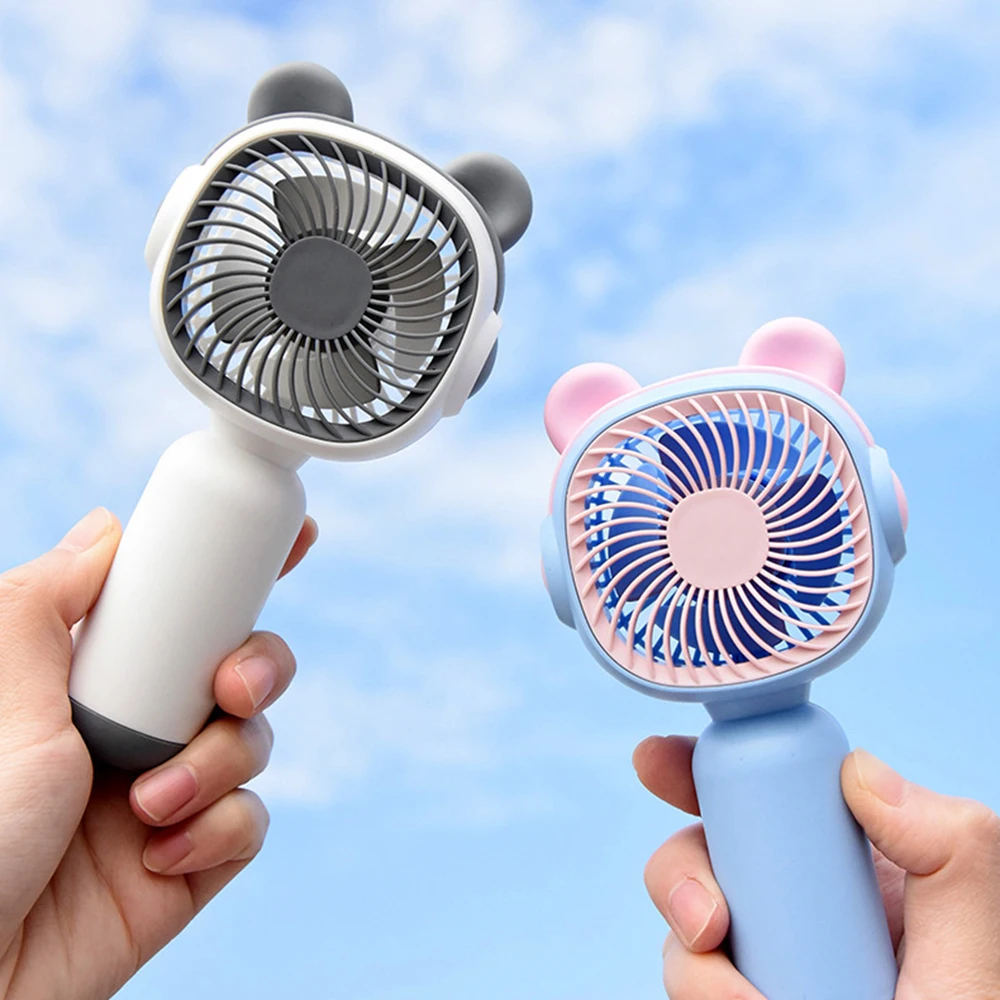 

Cute Bear Ears Handheld Wireless Portable Mini Fan USB Rechargeable Summer Outdoor Camping Hand Fans Desktop Air Cooler