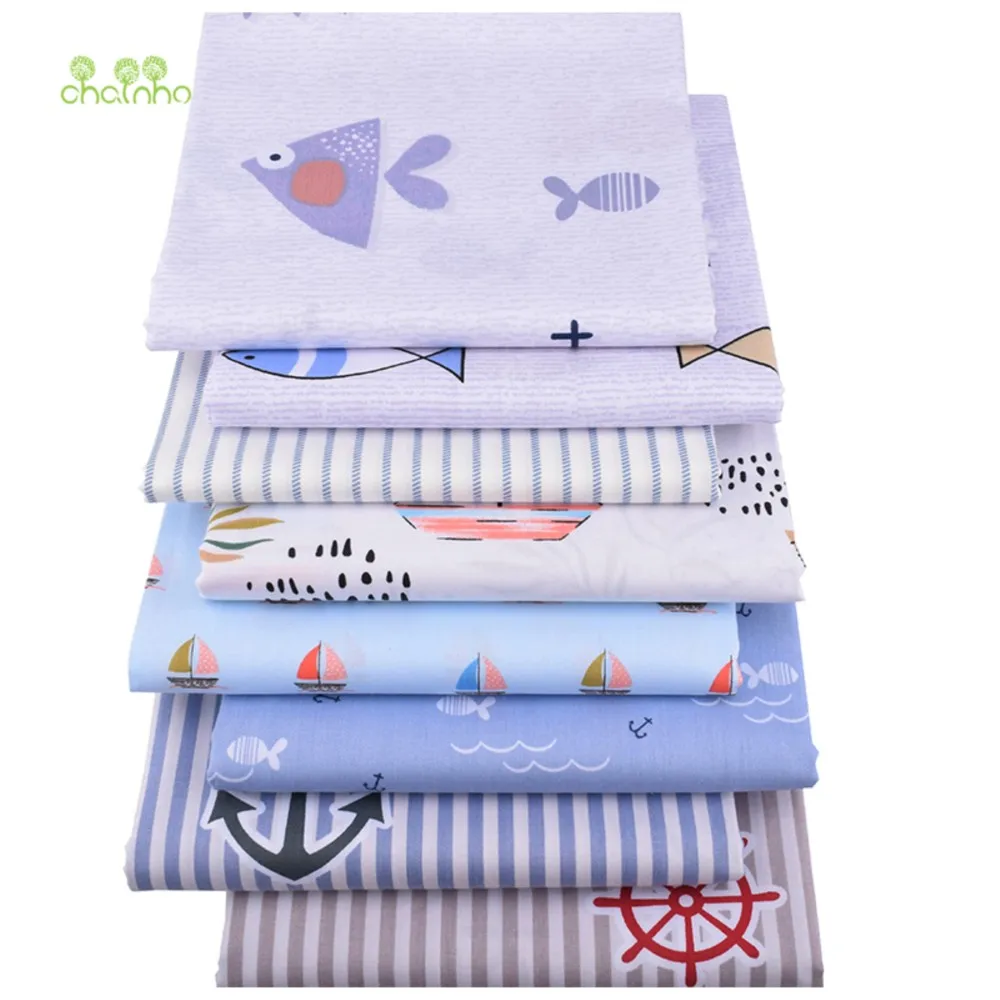 Chainho,Printed Twill Weave Cotton Fabric,Patchwork Cloth,DIY Sewing Quilting Material,Cartoon Series,8 Designs,2 Sizes,CC249