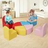 Kids Sofa Seating Set Convert to Table and 4 Chairs Colorful Stools for Toddlers Soft Foam Play 8 PCs Set for Classroom 2