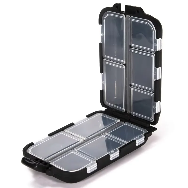 Boîte de pêche 10 compartiments rangement leurres hameçons étui double face organisateur multifonction