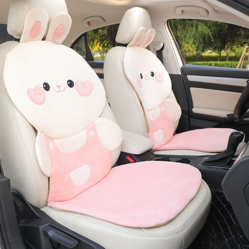 1pc Cute Cartoon Front Row Ice Silk Breathable Anti-slip Padded Bear Car  Seat Cushion