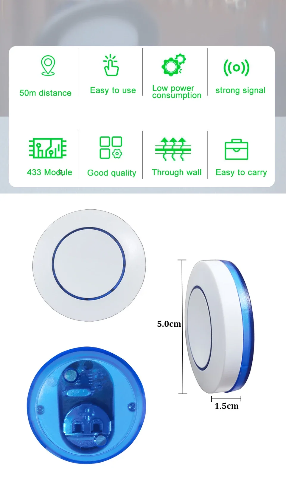 Description Picture 4 of itemSmart Switch 433MHz Wireless Switch Remote Control 220V 110V 10A Relay Controller Round Button Wall Panel Switch For LED Lamp