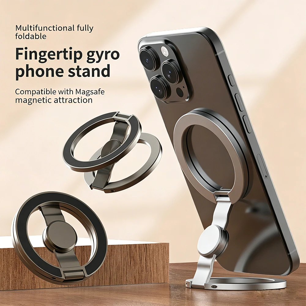 Double-Sided Magnetic Suction Shimmering Powder Phone Holder - 360° Rotatable Ultra Light & Thin Design
