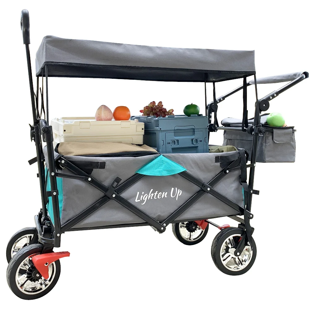 2021春の新作 Folding Wagon, Garden Cart Heavy Duty Collapsible All Terrain  Utility Beach Shopping, Blue