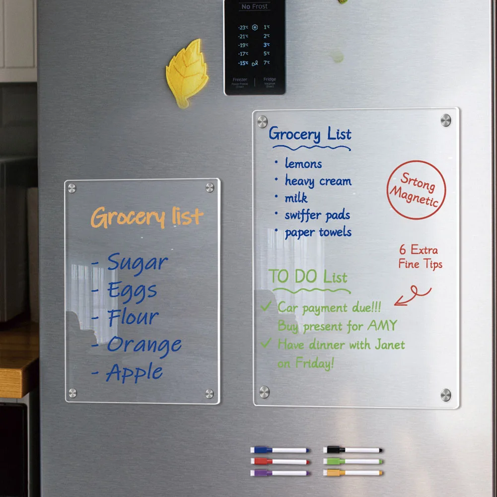 Fridge sticker calendar board magnetic reusable weekly planner transparent dry erase schedule message menu
